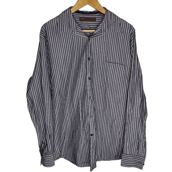 Perry Ellis Cotton Pinstripes Button Up Shirt - Picture 1 of 8